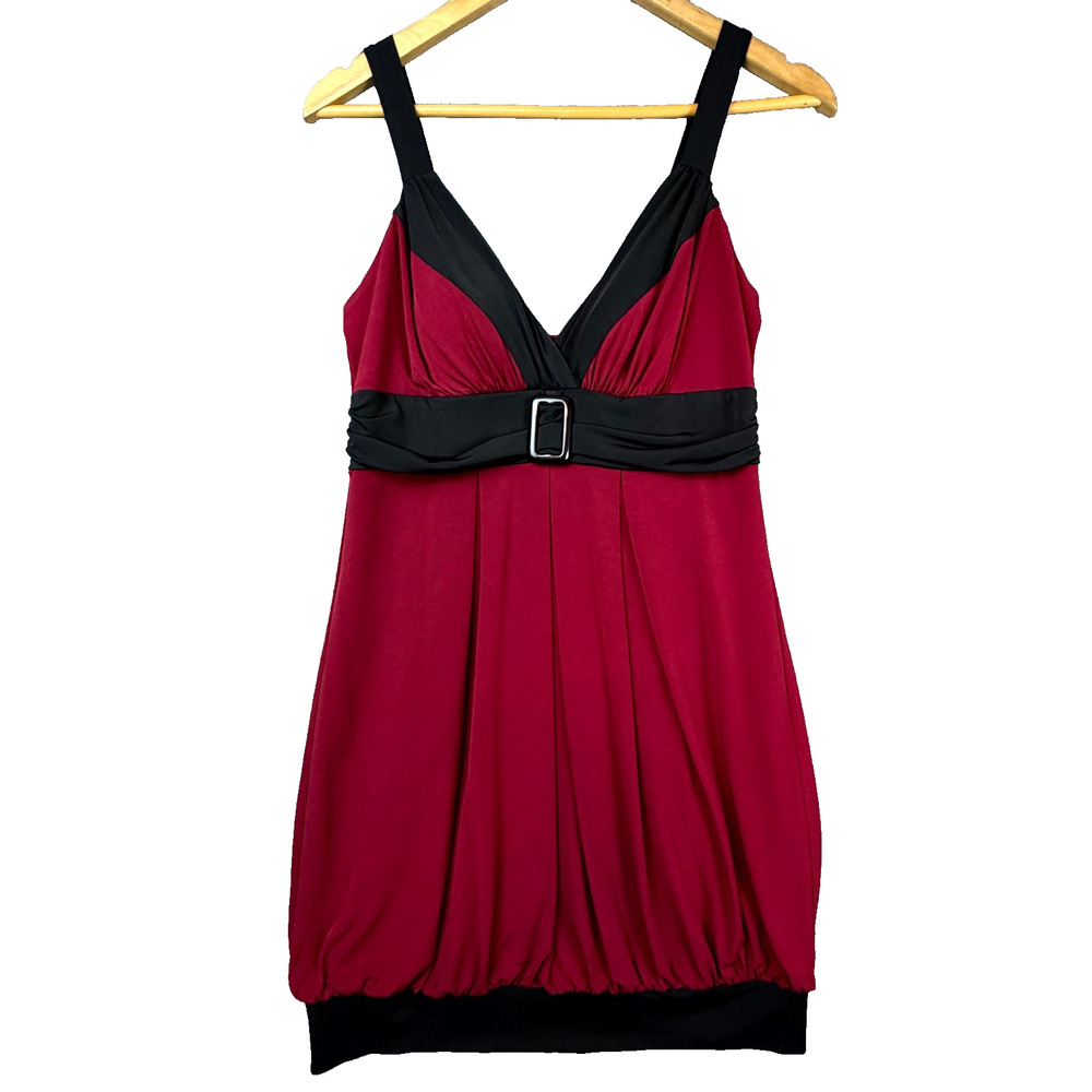 En Focus Studio Dress Womens 8 Red Babydoll Bubble Hem Valentines Day Date Night